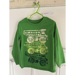 GAP boys 4t Green Long Sleeve Construction Shirt Articulated Hauler Dump Truck